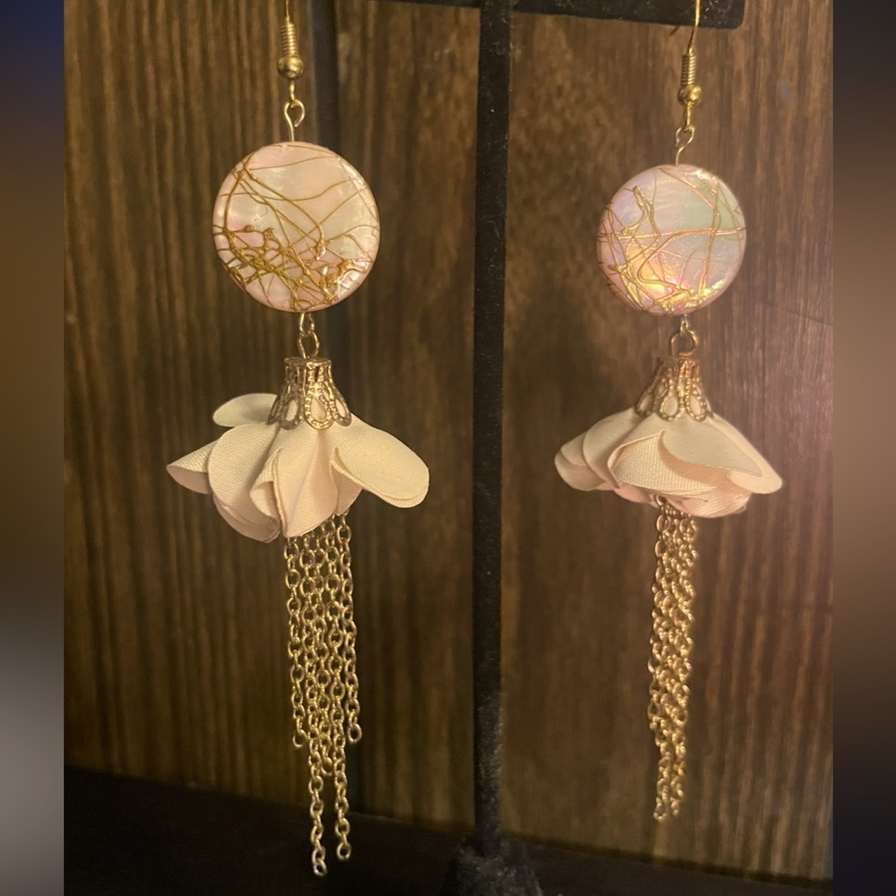 Iridescent Flower Drop Earrings